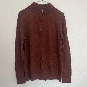 Fairlane 100% Merino wool brown half zip sweater size L